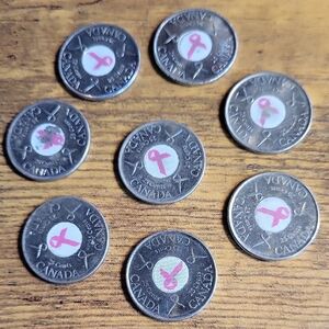 2006 Canadian 25 Cent Pink Ribbon Coins